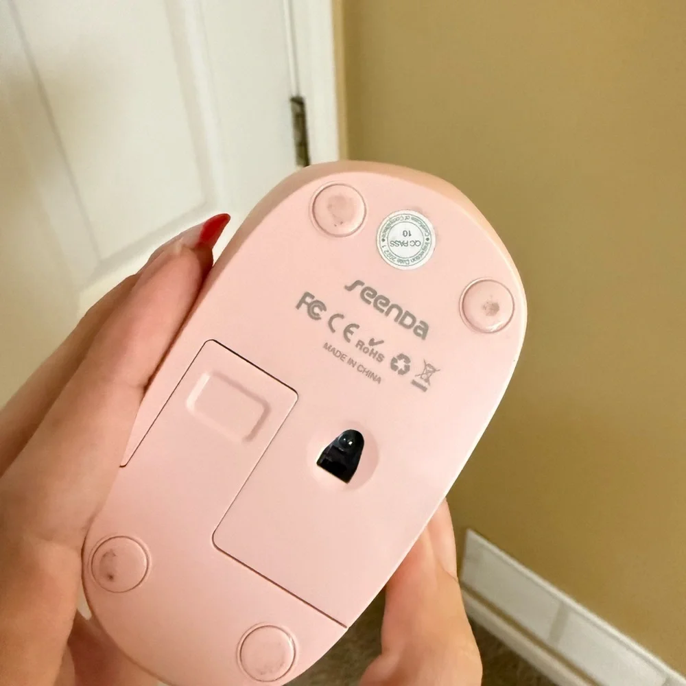 Pink Wireless Mouse with USB Receiver